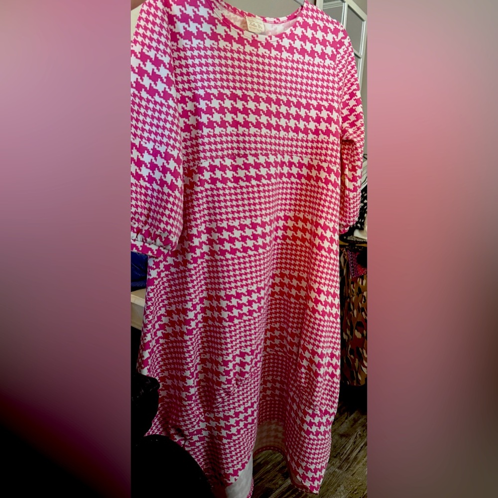 Zadie bs Pink and White Houndstooth Dress